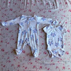 Carter's White and Blue Floral Footie Set